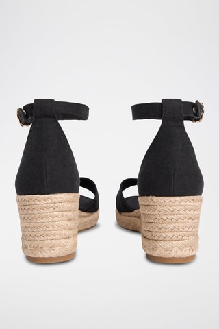 Sandales compensées en chanvre - Noir