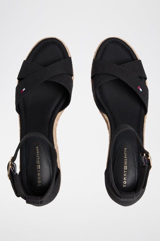 Sandales compensées en chanvre - Noir