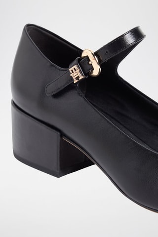 Babies à talon en cuir de mouton nappa - Noir