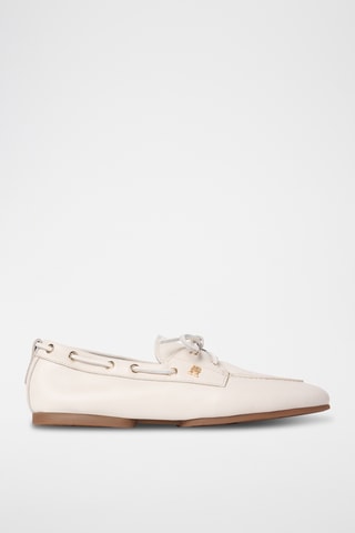 Chaussures bateau en cuir nappa - Beige