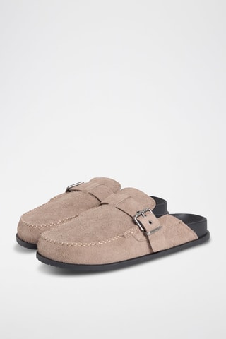 Mules en nubuck - Marron clair