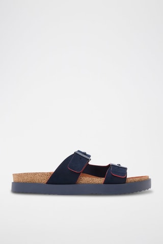 Mules en nubuck - Bleu marine