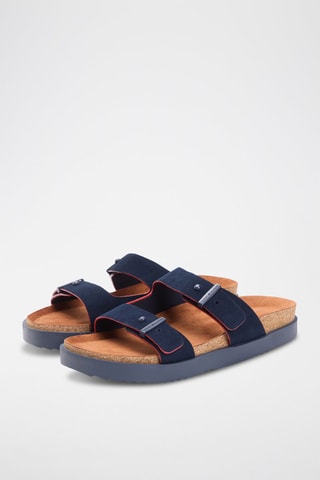 Mules en nubuck - Bleu marine