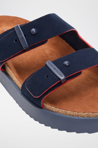 Mules en nubuck - Bleu marine