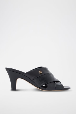 Mules à talons en cuir nappa - Noir