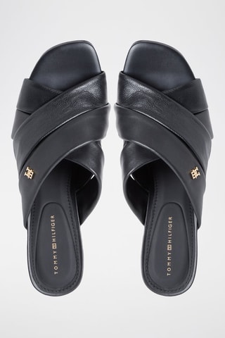 Mules à talons en cuir nappa - Noir