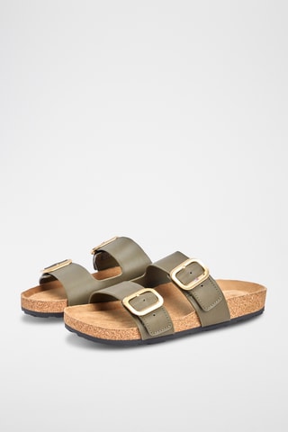 Mules en cuir nappa - Vert olive