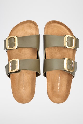 Mules en cuir nappa - Vert olive