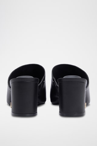 Mules à talons en cuir - Noir