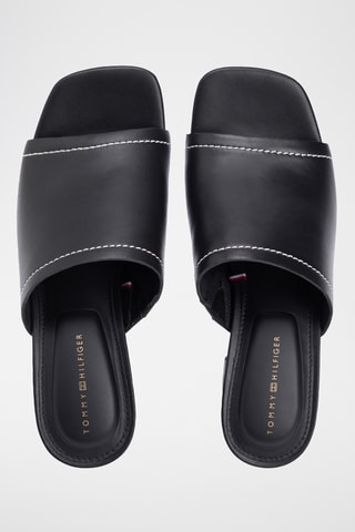 Mules à talons en cuir - Noir