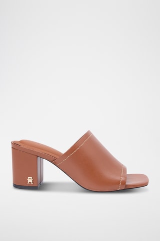 Mules à talons en cuir - Marron