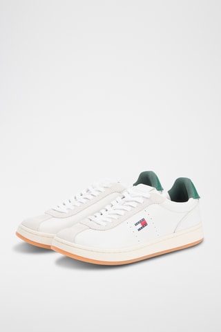 Baskets en cuir - Blanc et vert clair