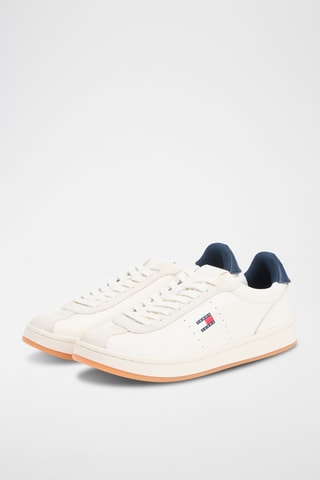 Baskets en cuir - Blanc et bleu marine