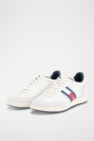 Baskets en cuir - Blanc et bleu marine