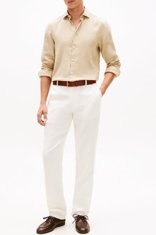 Chino straight en lin - Ivoire