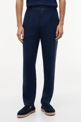 Pantalon en lin - Bleu marine