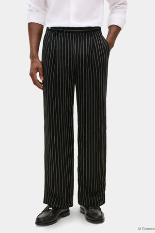 Pantalon relaxed en lin - Noir