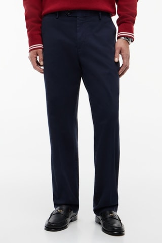 Pantalon regular en coton biologique - Bleu marine