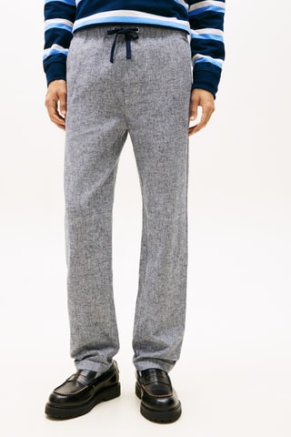 Chino en lin - Bleu marine chiné