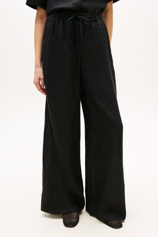Pantalon relaxed wide legs en lin - Noir