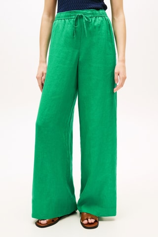 Pantalon relaxed wide legs en lin - Vert