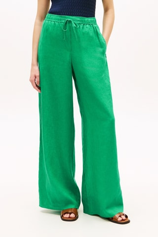 Pantalon relaxed wide legs en lin - Vert