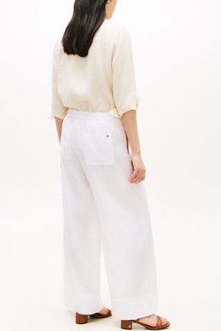 Pantalon relaxed wide legs en lin - Blanc