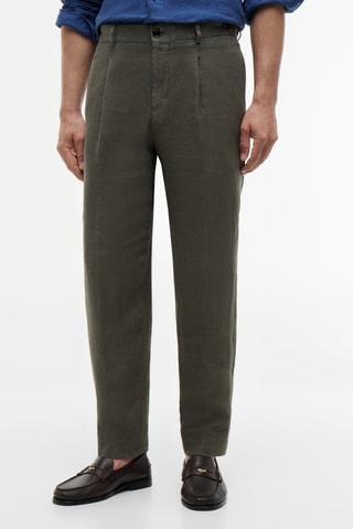 Pantalon en lin - Vert olive
