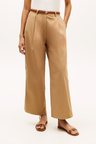 Pantalon wide legs en coton biologique - Marron