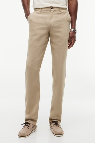 Chino straight en lin - Kaki