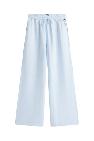 Pantalon loose en lin taille haute - Bleu