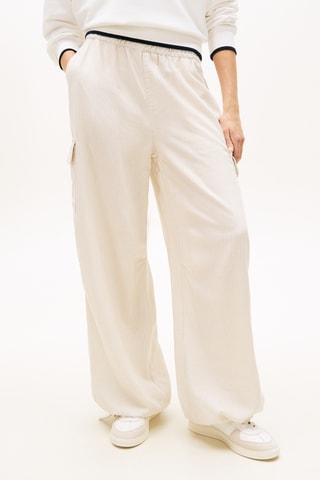 Pantalon cargo wide legs en lin - Beige