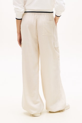 Pantalon cargo wide legs en lin - Beige