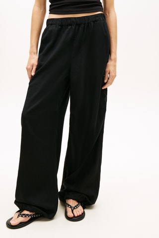Pantalon cargo wide legs en lin - Noir