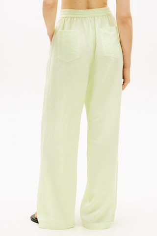 Pantalon loose en lin taille haute - Vert