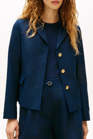 Veste slim en lin - Bleu marine