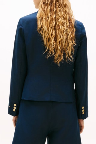 Veste slim en lin - Bleu marine