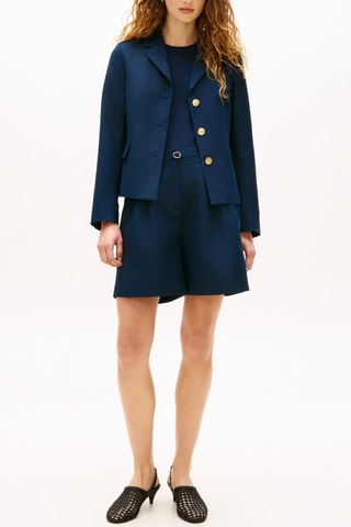 Veste slim en lin - Bleu marine
