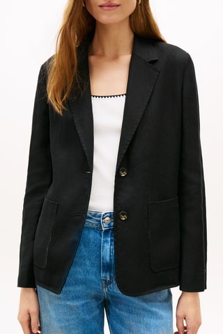 Veste en lin regular - Noir