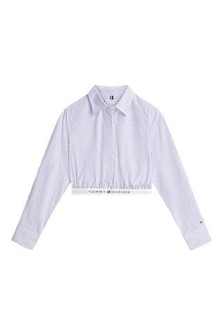 Crop top regular en coton biologique - Blanc et bleu cobalt