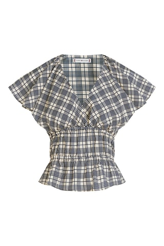 Top en coton biologique - Gris clair et écru