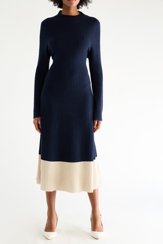 Robe pull en laine et cachemire - Bleu marine