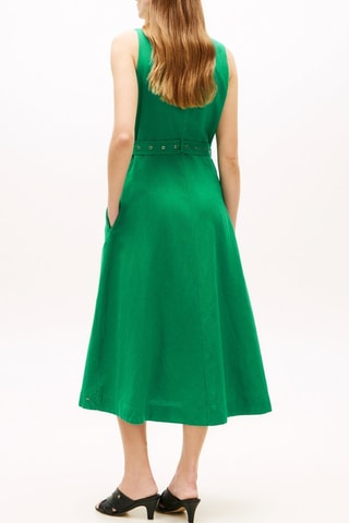 Robe portefeuille en lin - Vert