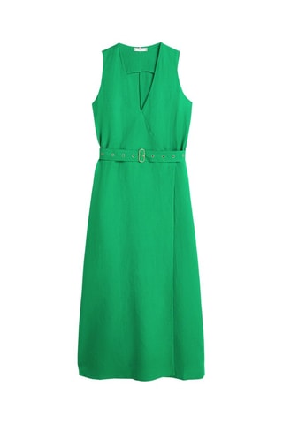 Robe portefeuille en lin - Vert