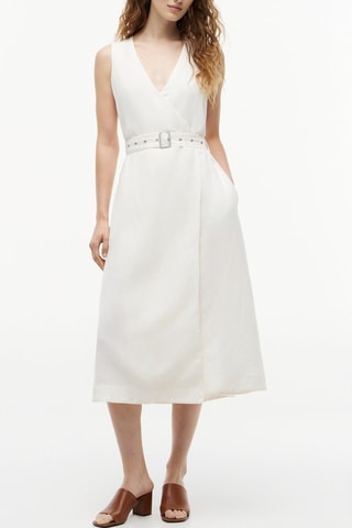 Robe portefeuille en lin - Blanc