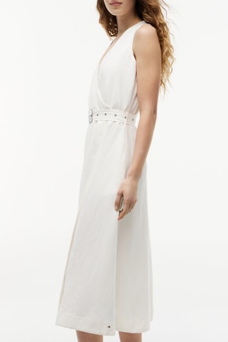 Robe portefeuille en lin - Blanc