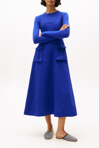 Robe patineuse en laine et soie - Bleu roi