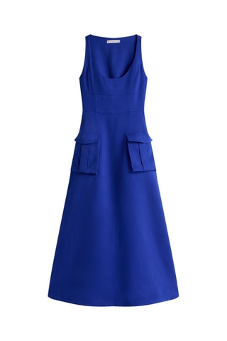 Robe patineuse en laine et soie - Bleu roi
