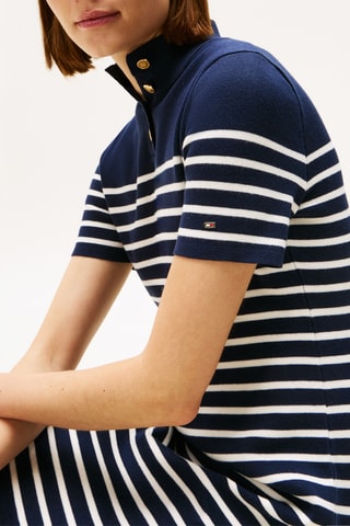 Robe t-shirt en coton biologique - Bleu marine et blanc