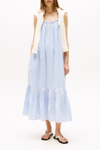 Robe trapèze en coton biologique - Ciel et blanc